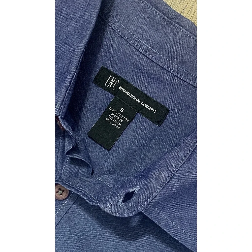 I.N.C. International Concepts Tailored Shirt Sz Small Blue Chic Elevated Casual